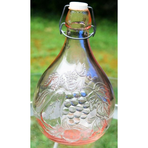Jus de Fruits Casadis Milano Italy Pink Glass Bottle Decanter Stopper 1/2 Gallon - Picture 1 of 11
